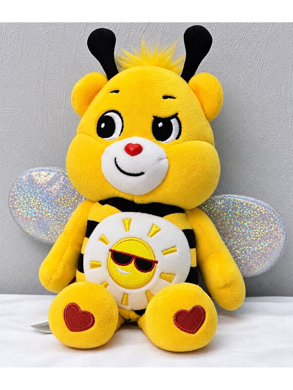 2021 Care Bears Funshine Bear Bumble Bee 10" Plush Sparkly Wings Basic Fun